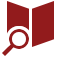 Open book with magnifying glass graphic